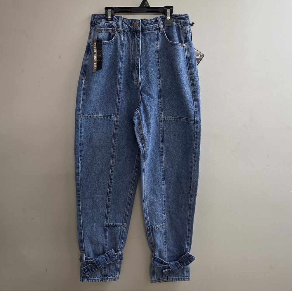 NWT Simplyoung Extras Super High Waist Jeans Bow Accent Curvy Juniors Sz 9